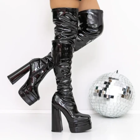 Cizme Dama cu Toc gros si Platforma 3XKK39 Negru » Reina.Ro