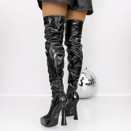 Cizme Dama cu Toc subtire si Platforma 3XKK51 Negru » Reina.Ro