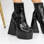 Botine Dama cu Toc gros si platforma 3QF8 Negru » Reina.Ro