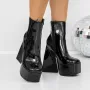 Botine Dama cu Toc gros si platforma 3QF8 Negru » Reina.Ro