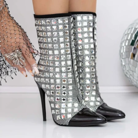 Botine Dama cu Toc subtire 3ZW8 Negru » Reina.Ro