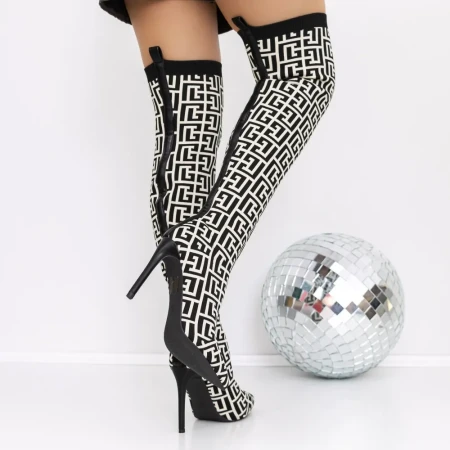 Cizme Dama cu Toc subtire 3JF9 Negru » Reina.Ro