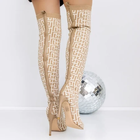 Cizme Dama cu Toc subtire 3JF9 Bej » Reina.Ro