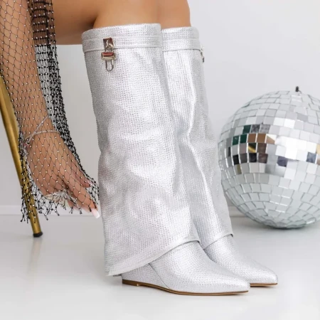 Cizme Dama cu Platforma 3JF7 Argintiu » Reina.Ro