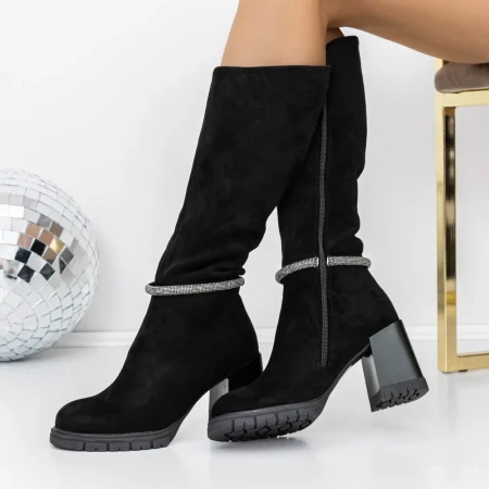 Cizme Dama cu Toc gros 3C9 Negru » Reina.Ro