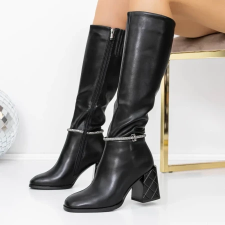 Cizme Dama cu Toc gros 3C13 Negru » Reina.Ro