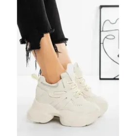 Pantofi Sport Dama cu Platforma 3AL103 BEIGE | MEI