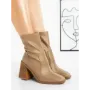 Botine cu Toc Gros 23168-1 TAUPE | MIA SHOES