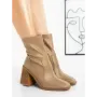 Botine cu Toc Gros 23168-1 TAUPE | MIA SHOES