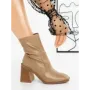 Botine cu Toc Gros 23168-1 TAUPE | MIA SHOES