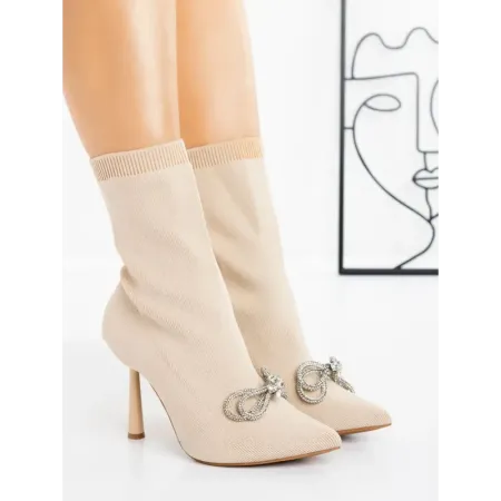 Botine cu Toc Subtire J9821 BEIGE | MIA SHOES