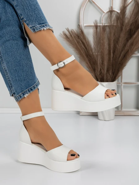Sandale Dama cu Platforma 5SY17 WHITE | MEI