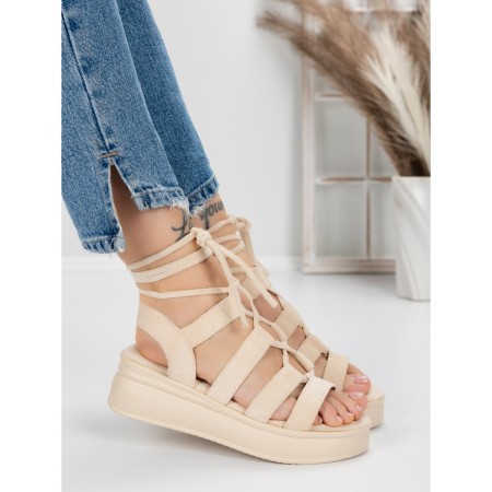 Sandale Dama cu Platforma 5H7 BEIGE | MEI