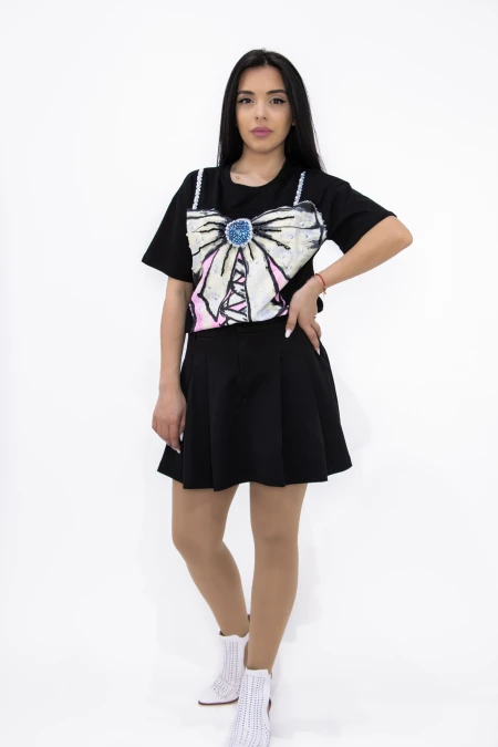 Tricou Dama V8352 NEGRU | KIKIRIKI