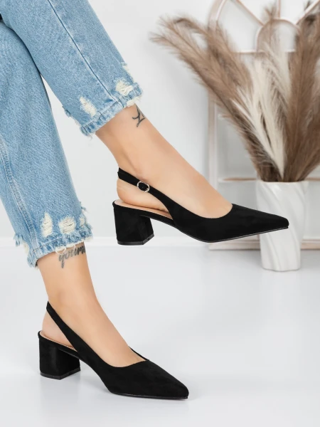 Pantofi cu Toc Gros 5YZ11 BLACK | MEI