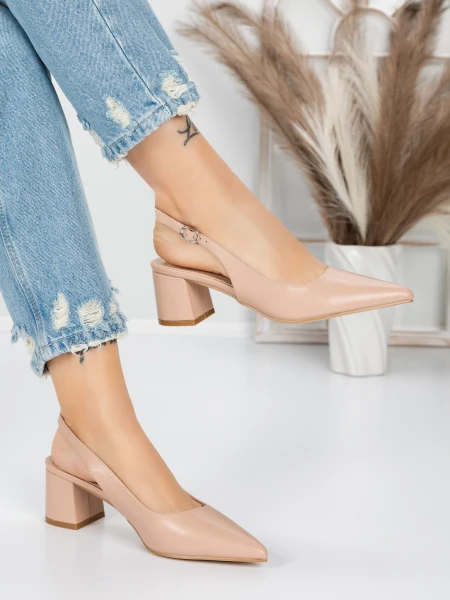 Pantofi cu Toc Gros 5YZ11 APRICOT | MEI