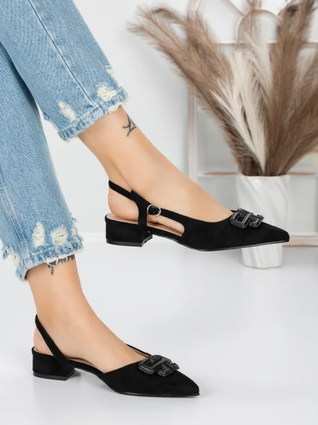 Pantofi cu Toc Gros 5YZ12 BLACK | MEI