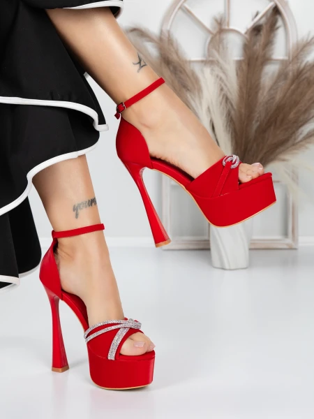 Sandale Dama cu Toc si Platforma 5DC6 RED | MEI
