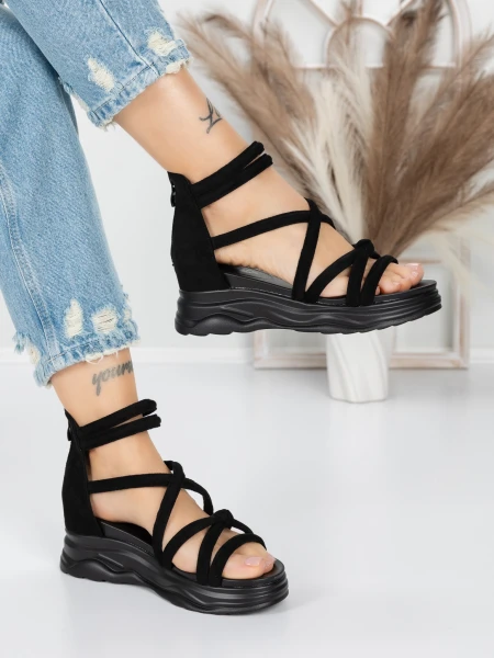 Sandale Dama cu Talpa Joasa 5H3 BLACK | MEI