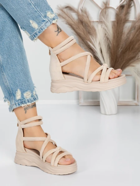 Sandale Dama cu Talpa Joasa 5H3 BEIGE | MEI
