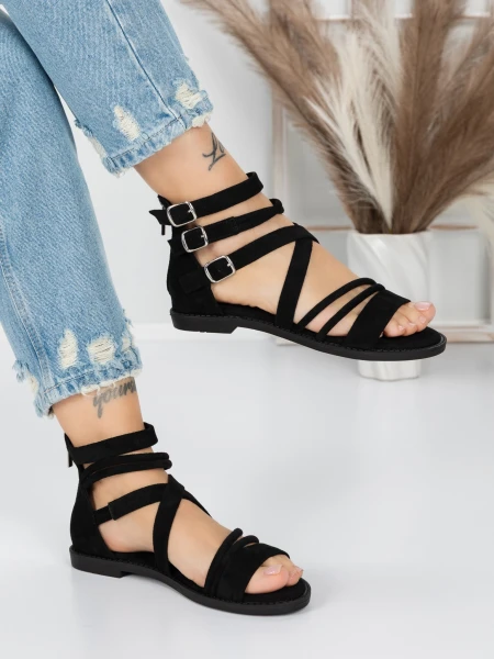 Sandale Dama cu Talpa Joasa 5HXS3 BLACK | MEI