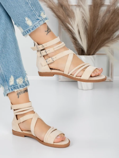Sandale Dama cu Talpa Joasa 5HXS3 BEIGE | MEI