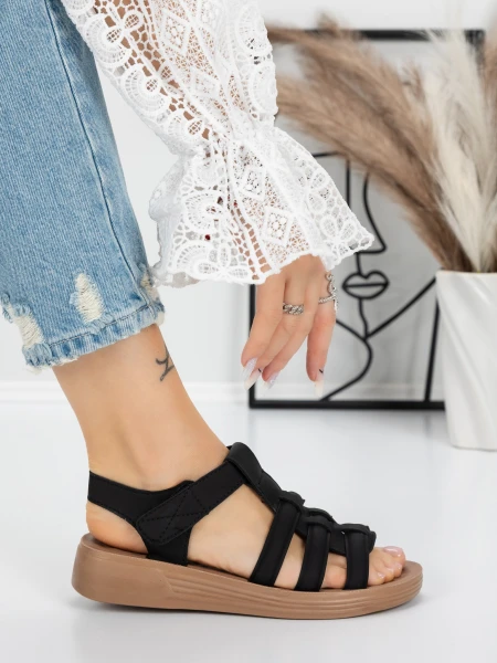 Sandale Dama cu Talpa Joasa 5XJ53 BLACK | MEI