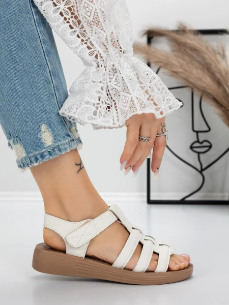 Sandale Dama cu Talpa Joasa 5XJ53 WHITE | MEI