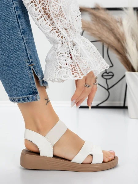 Sandale Dama cu Talpa Joasa 5XJ55 WHITE | MEI