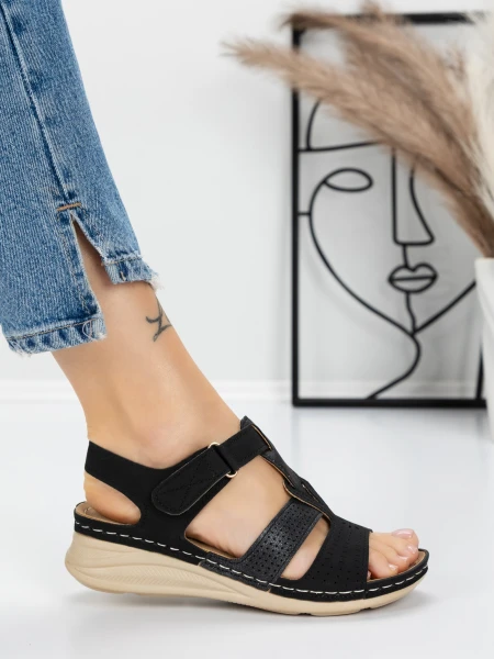 Sandale Dama cu Talpa Joasa 5GZ26 BLACK | MEI