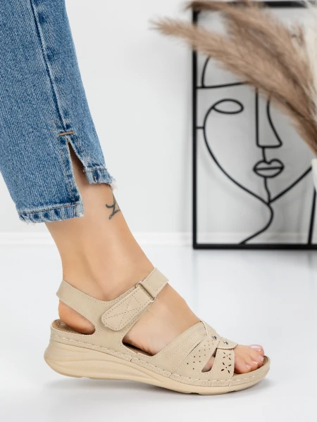 Sandale Dama cu Talpa Joasa 5GZ32 BEIGE | MEI