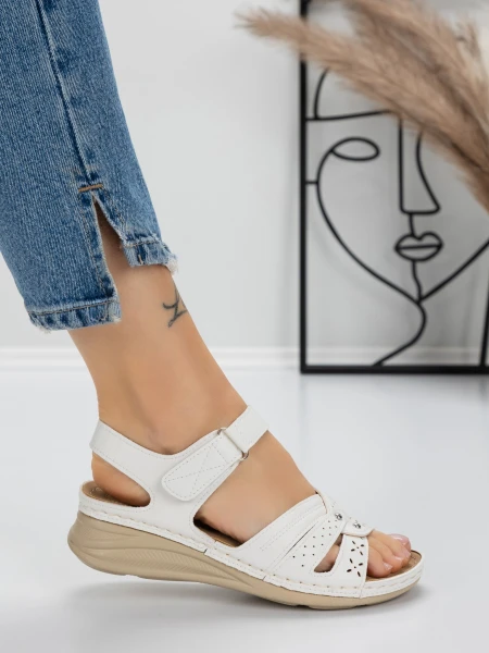 Sandale Dama cu Talpa Joasa 5GZ32 WHITE | MEI