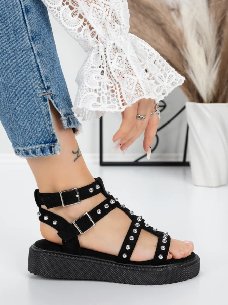 Sandale Dama cu Talpa Joasa 5H21 BLACK | MEI
