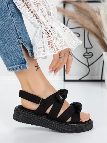 Sandale Dama cu Talpa Joasa 5H29 BLACK | MEI