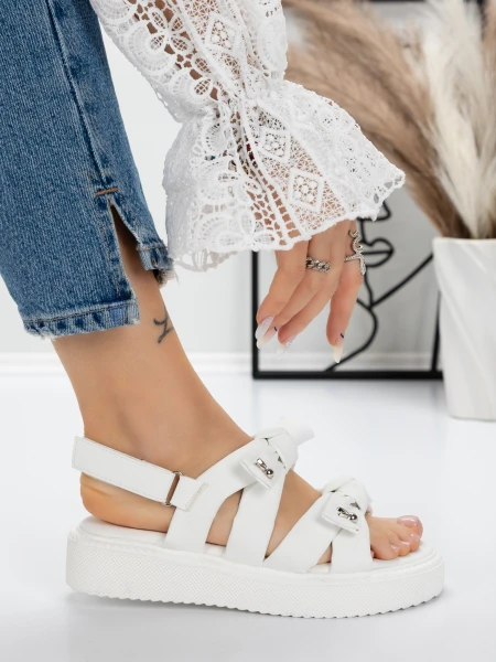 Sandale Dama cu Talpa Joasa 5H29 WHITE | MEI