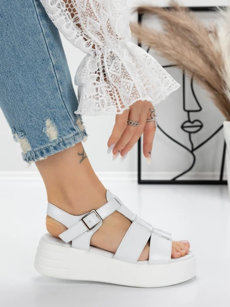 Sandale Dama cu Platforma 5GZ11 WHITE | MEI