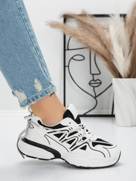 Sneakers Dama YZ229 WHITE-BLACK | SEVEN