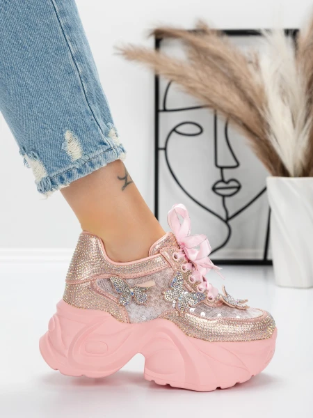 Pantofi Sport Dama cu Platforma 0098-131 PINK | MEI
