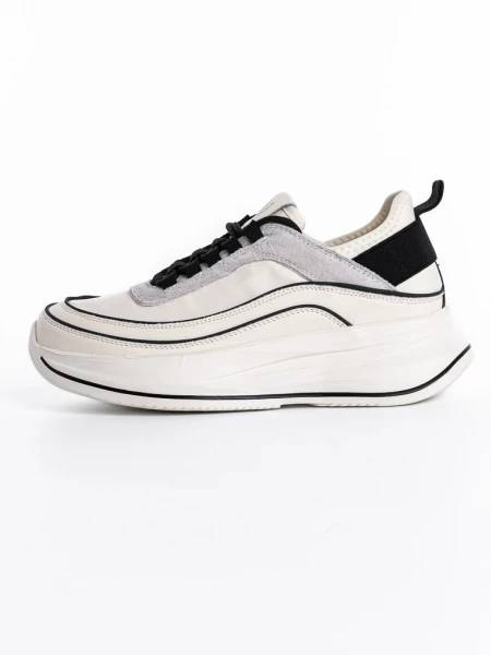 Pantofi Sport Dama din piele naturala 2228 CREAM-BLACK | FRANCO GERARDO