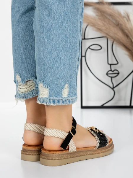 Sandale Dama cu Talpa Joasa 5GZ50 BLACK | MEI