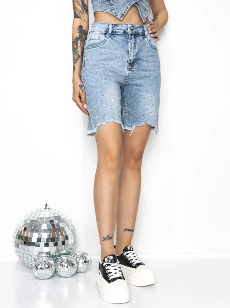 Blugi Scurti Dama GDS1819D ALBASTRU | MINA