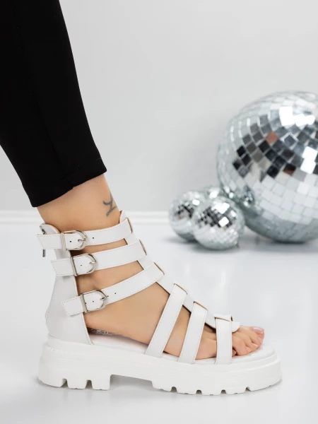 Sandale Dama cu Talpa Joasa 5HXS11 WHITE | MEI
