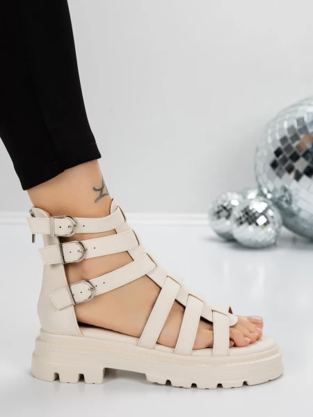 Sandale Dama cu Talpa Joasa 5HXS11 BEIGE | MEI