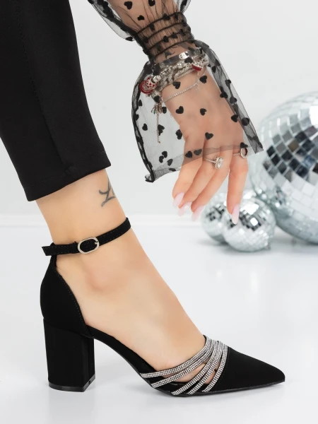 Pantofi cu Toc Gros 5XKK8PD BLACK | MEI