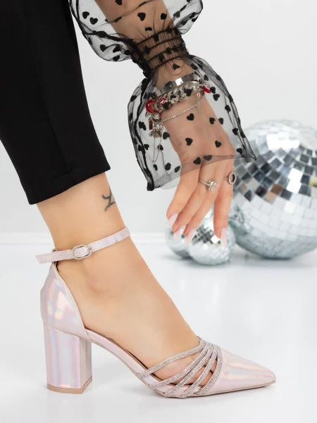 Pantofi cu Toc Gros 5XKK8PD CHAMPAGNE | MEI
