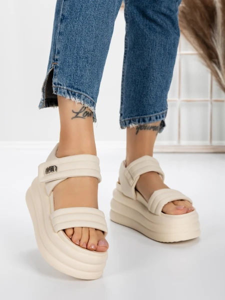 Sandale Dama cu Platforma 8577 BEIGE | MEI