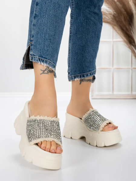 Papuci Dama cu Platforma 3AW286 WHITE | MEI