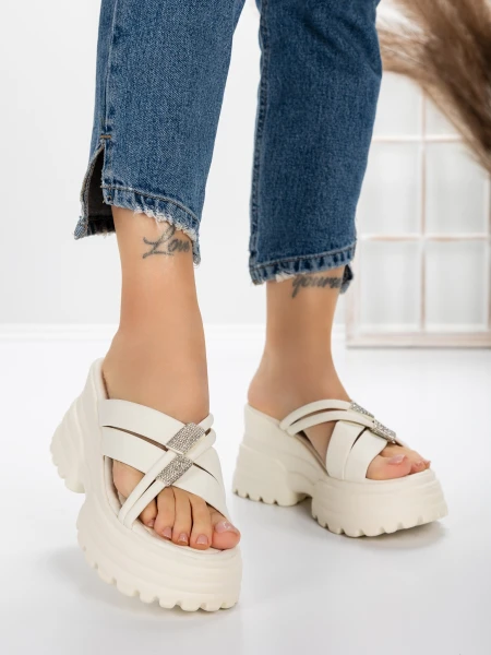 Papuci Dama cu Platforma 3AW321 WHITE | MEI