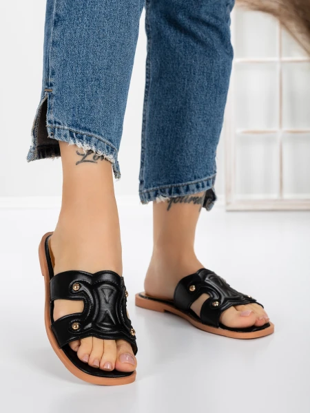 Papuci Dama cu Talpa Joasa 3AW307 BLACK | MEI