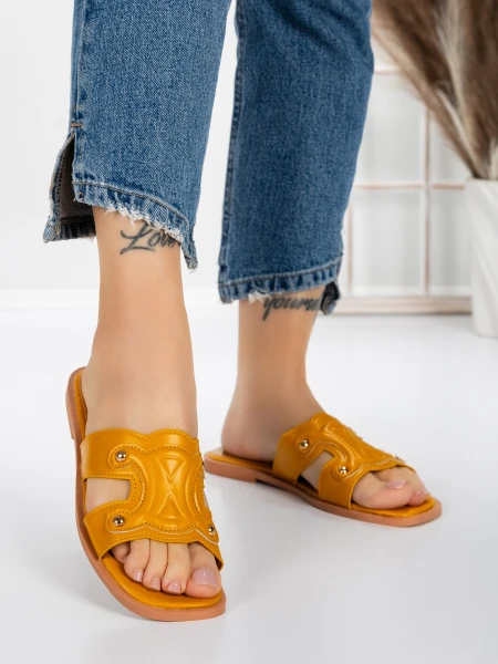 Papuci Dama cu Talpa Joasa 3AW307 YELLOW | MEI